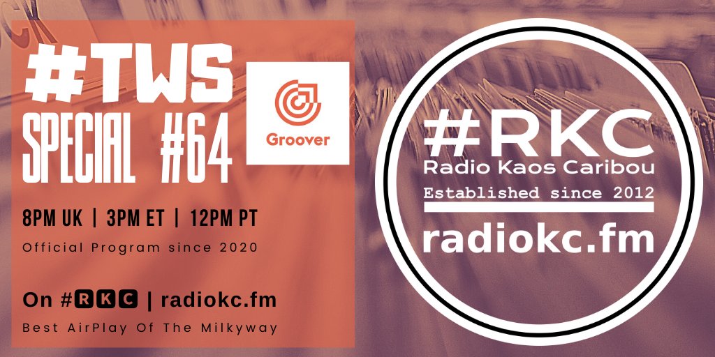 TODAY

🕗8PM UK⚪3PM ET⚪12PM PT

#TWS <a href="/HeyGroover/">Groover</a> SPECIAL

EPISODE #64 │ PREMIERE

🆕&amp; Upcoming Releases

⬇️Details⬇️
🌐 fb.com/RadioKC/posts/…

📻 #🆁🅺🅲 featuring

<a href="/Down_Suite/">Down Suite</a> │ <a href="/EmilyColeGreen/">Emily Nicole Green</a> │ Føltzøne │ @FCommanders │ Gabriel Kröger 

.../...