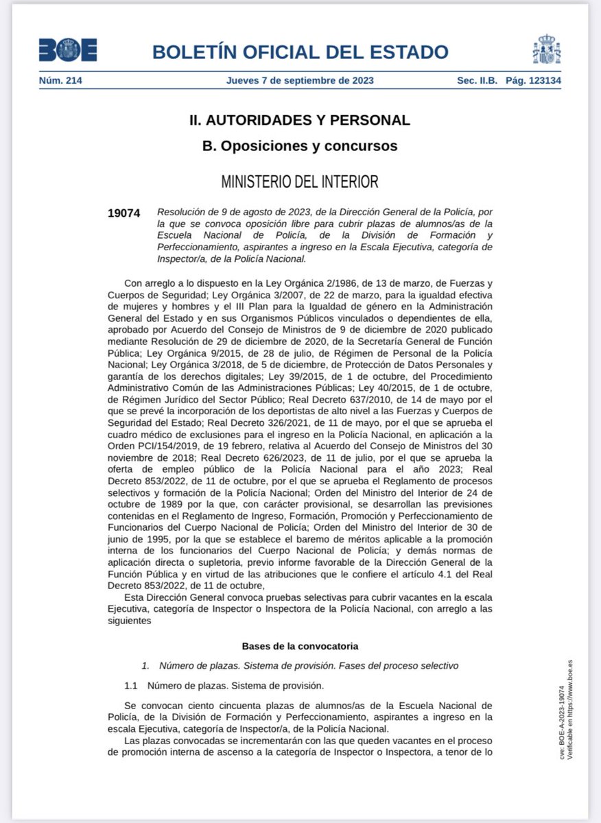 AguilasPolicia's tweet photo. Publicada convocatoria #BOE #EscalaEjecutiva de #PoliciaNacional
150 plazas
Instancias:
Tenéis 15 días hábiles a partir de mañana.
Puedes consultarlo aquí 👉🏻 https://t.co/AqWeCjKejj
🔛 Vamos, ¡a por ello! 💪🏻
#AcademiaAguilas #OposicionesCNP https://t.co/yJHJUBISoX