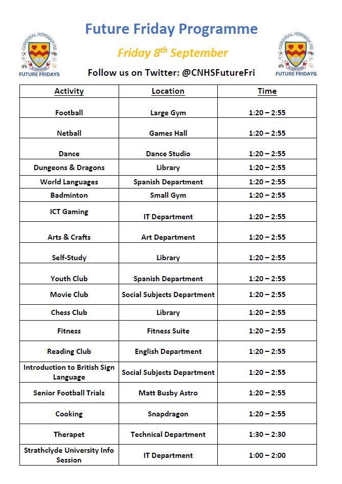 Cardinal Newman Future Fridays tweet media