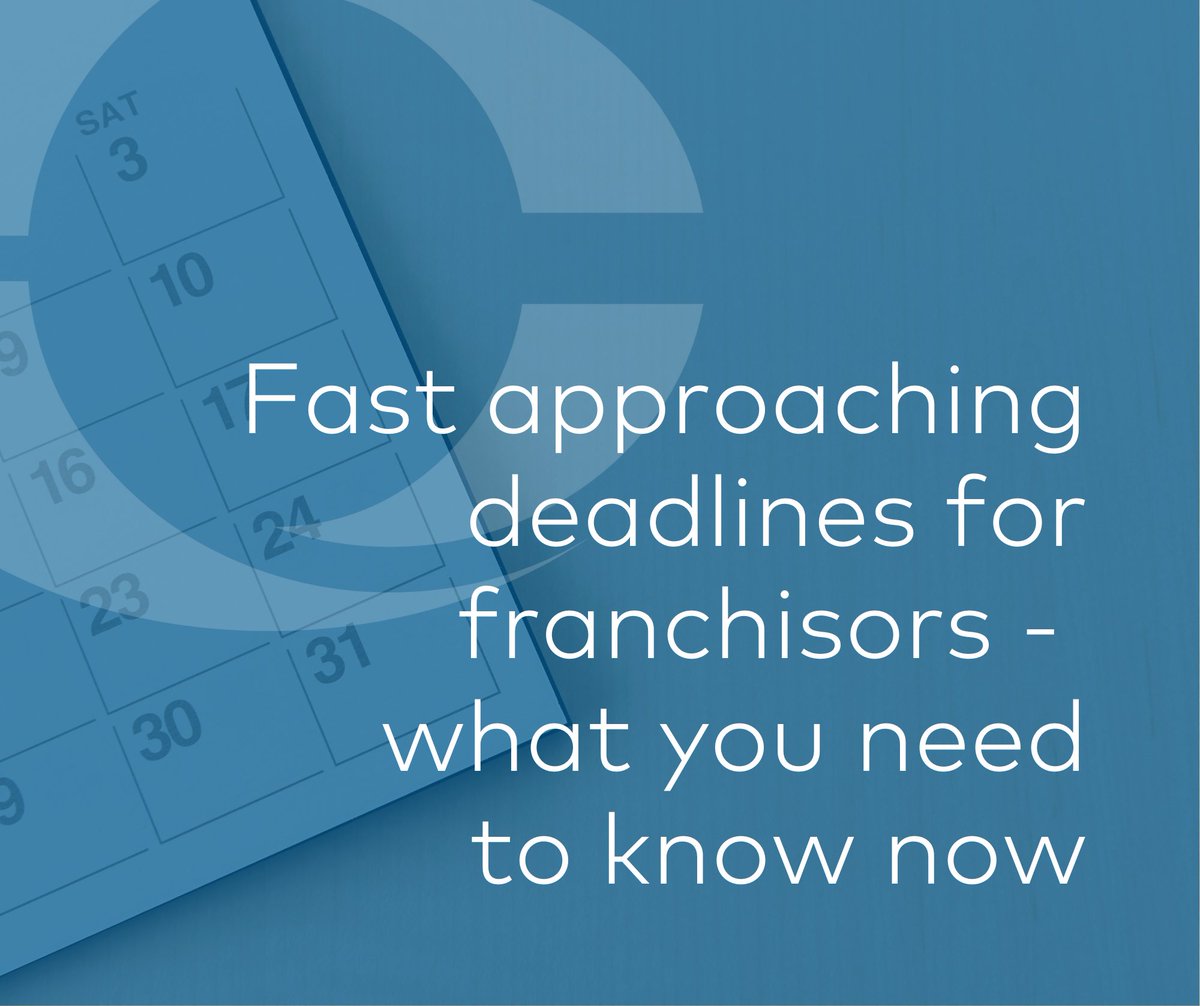 Critical deadlines for #franchisors.

Karina McDougall in our #Franchising team outlines the #deadlines for franchisors to update information within their #Disclosure Document, #KeyFactsSheet and #FranchiseDisclosureRegister, and more.

Read the article here:
