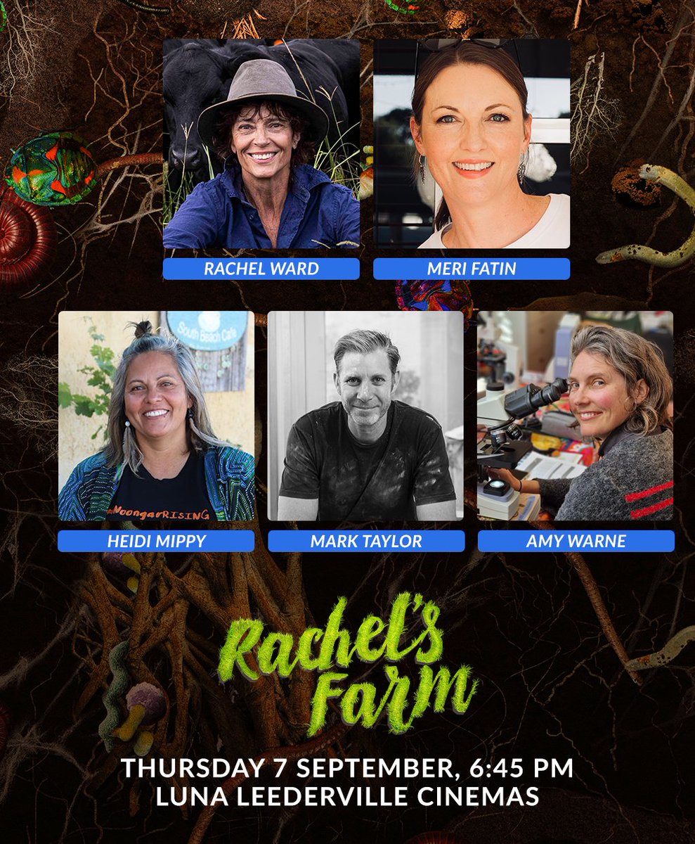 Perth Regenerators, come along TONIGHT to see Rachel's Farm with Rachel & special guests @MeriFatin, Heidi Mippy, Mark Taylor, Amy Warne, presented in partnership with @perthnrm | @regenwa 🎟 Tickets here: bit.ly/RachelsFarm_Pe… #rachelsfarm #regenerativeagriculture #farmlife