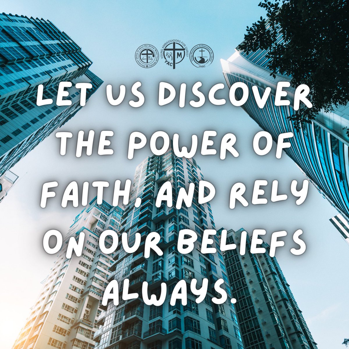 Let us discover the power of faith, and rely on our beliefs always. 

May He guide us & always be our companion in facing life's challenges with strength and hope. 

#FaithInHIM #GuideUsLord
#BeWithUsLord #iTrustYouLord
#YAC #YMAC #SYM #SVDyouth 
#SHRINEyouthMinistry #ShrineYouth