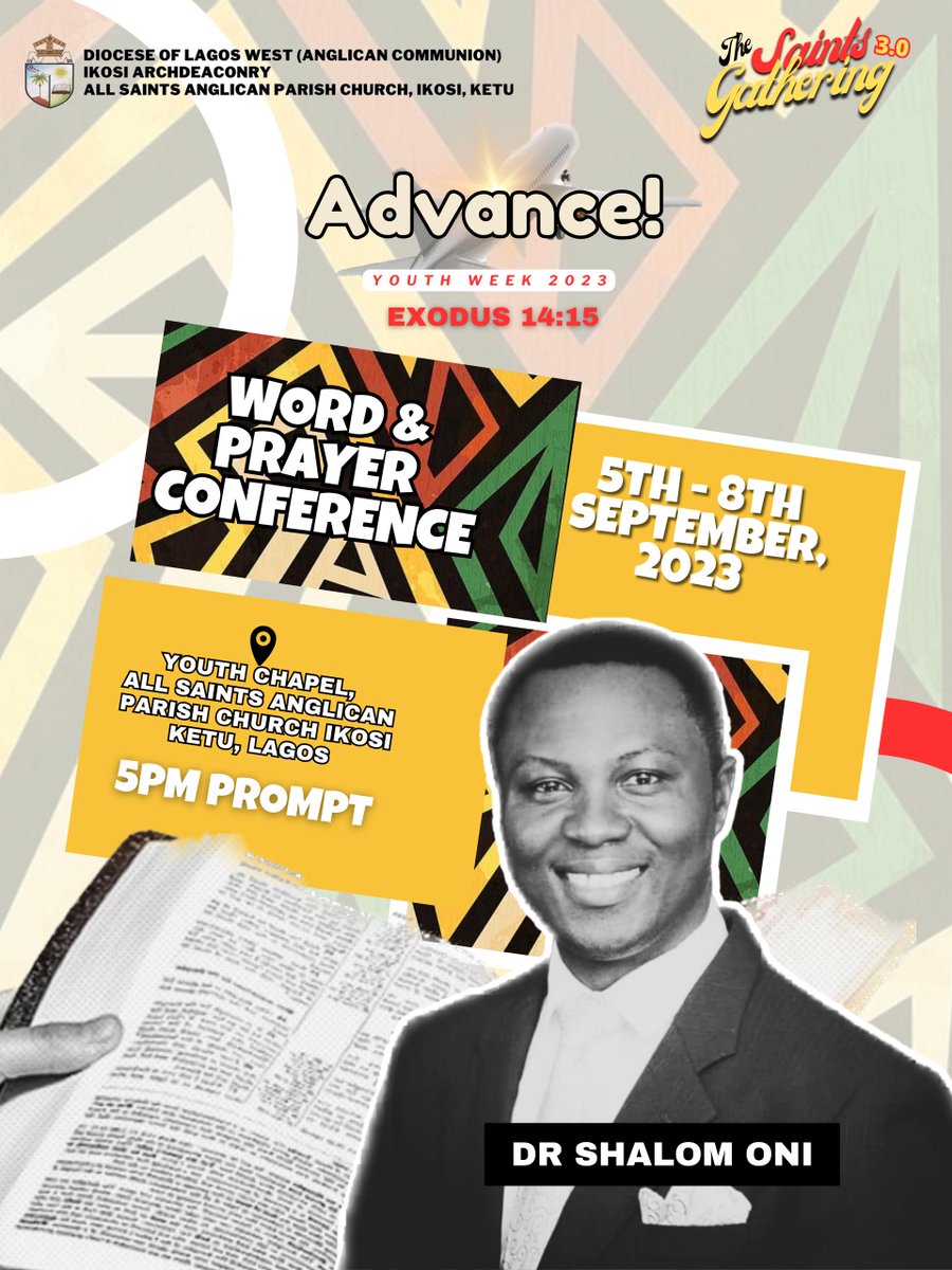 AsacYouthsIkosi's tweet photo. DR SHALOM ONI WILL BE MINISTERING LIVE AT THE WORD & PRAYER CONFERENCE (TODAY) AS THE SAINTS GATHER, GET READY TO EXPERIENCE ANOTHER LEVEL OF DIVINE ADVANCEMENT ✈️✈️✈️🔥🔥🔥
#WeAdvance #Word #Prayer #Conference https://t.co/U24Anfj6zU