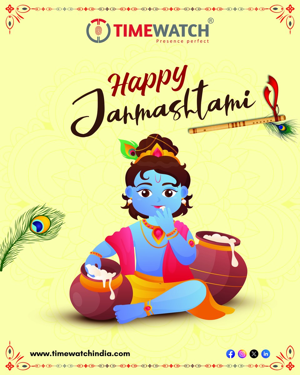 timewatchbiome's tweet photo. May the melody of Krishna's flute fill your life with harmony and happiness. Happy Janmashtami | TimeWatch.
#KrishnaJanmashtami #LordKrishna #DahiHand #FestivalOfIndia #Janmashtami2023 #LordKrishnaTeachings #KrishnaLeela #KrishnaConsciousness #HareKrishna #RadhaKrishna https://t.co/m6K7D1Jui5