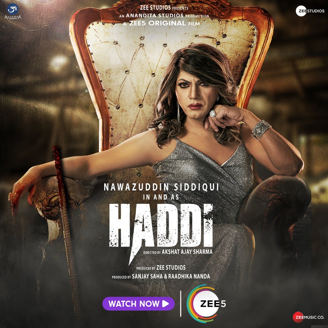 #Haddi Now Streaming 
#HaddiOnZEE5 

Directed by #AkshatAjay

#NawazuddinSiddiqui  #AnuragKashyap #ZeeshanAyyub   #ShaharshShukla #AdamyaaBhalla #piyushputy #IlaArun  #SaurabhSachdeva #ShreeDharDubey 
#FilmyKhabariya