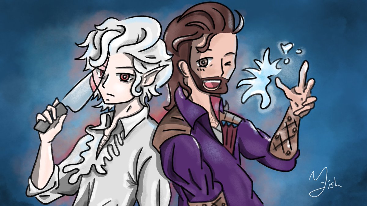 drFISHPERSON's tweet photo. I drew #Astarion and #Gale as anime boys #bg3 #BG3fanart https://t.co/20MfIO3PW2