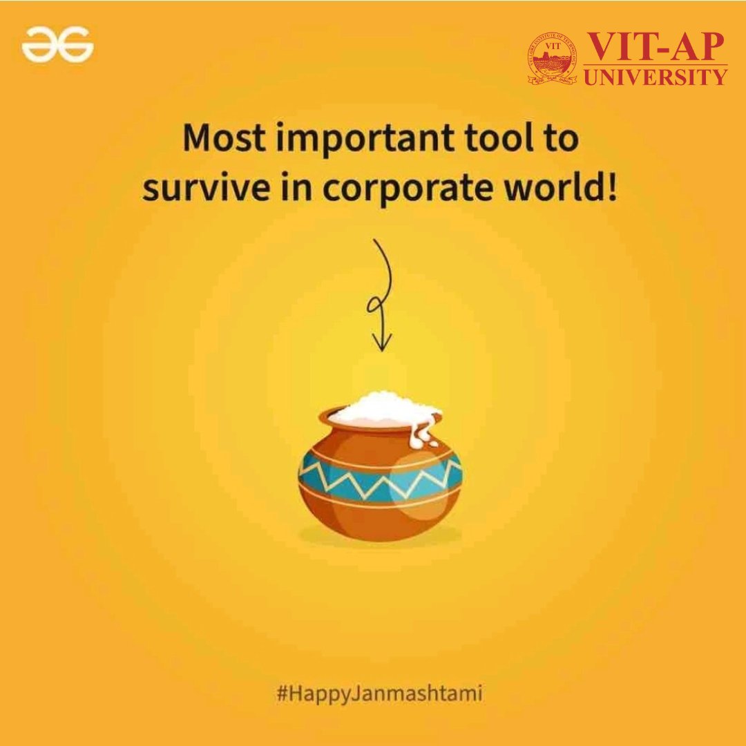 GFGVITAP's tweet image. Hamara favorite food item bhi yahi hai ab!
Happy Janmashtami!
#gfgvitap #GFGVITAP #geeksforgeeksstudentchapter #geeksforgeeks #gfgchallenge #gfg #vitap #vit #vitchennai #vitbhopal