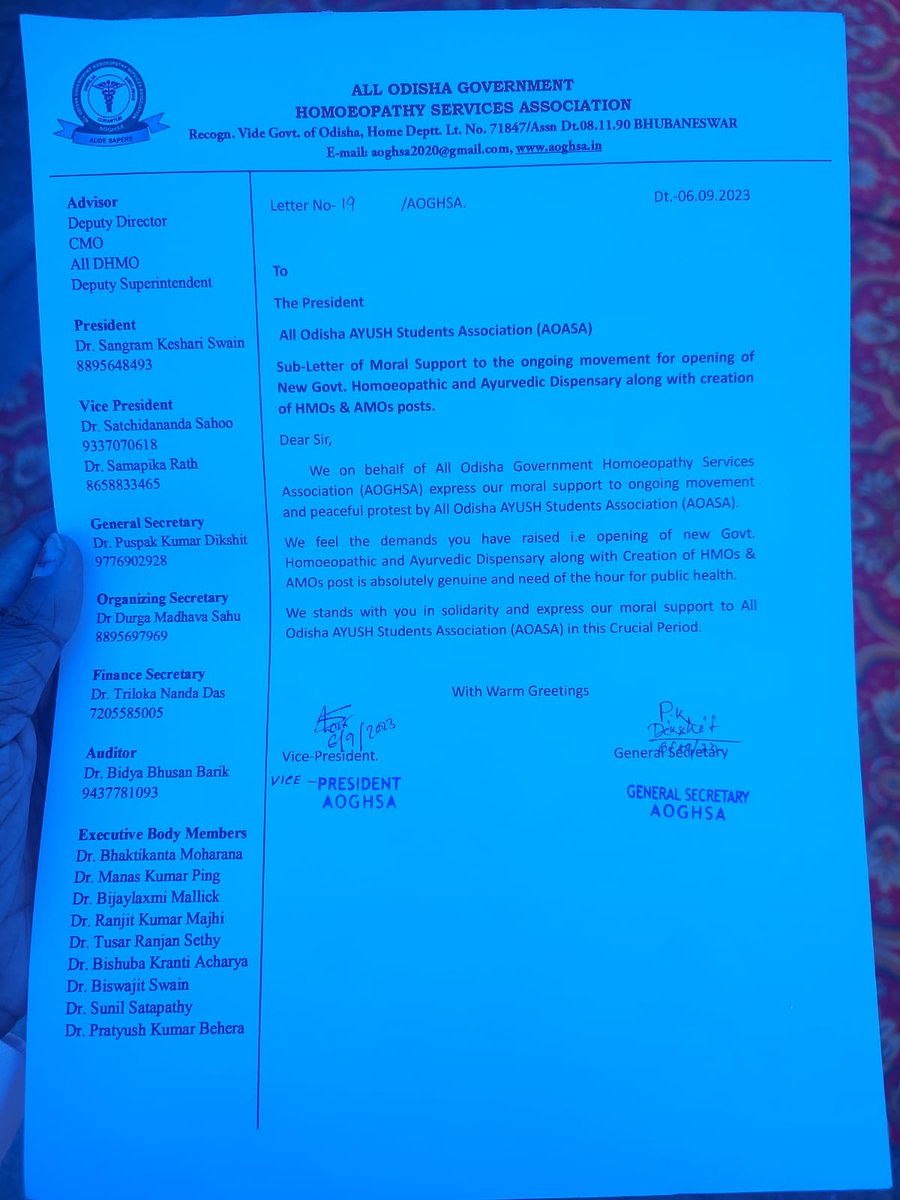 ODAyushstudents's tweet photo. #JusticeForAyush Letter of solidarity and support from AGHOSA @CMO_Odisha @Naveen_Odisha @MoSarkar5T @SecyChief @moayush @GovernorOdisha @PIBAYUSH @PIBBhubaneswar @naren https://t.co/NVJp4HQhyr