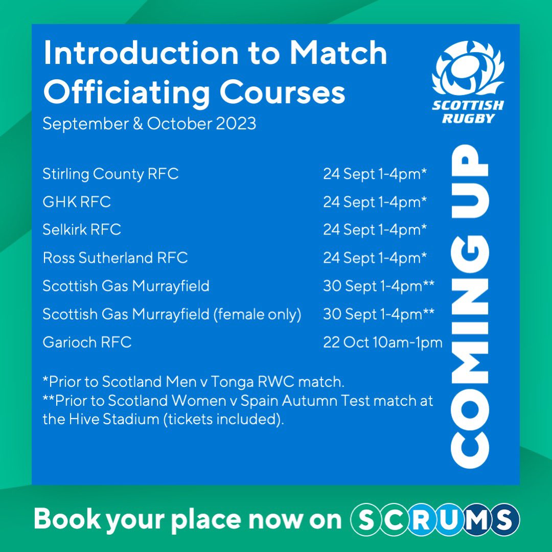 Check out the range of course dates available to help you start your refereeing journey.