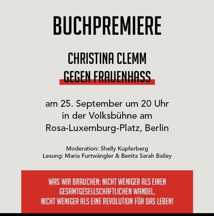 So, jetzt ist es raus:
Buchpremiere am 25.9.23 um 20 Uhr in der Volksbühne. Ich freu mich sehr auf Euch.