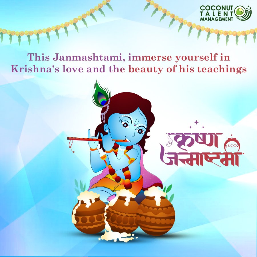 Embrace the spirit of #Janmashtami with lord Krishna’s #blessings, strength to overcome obstacles, and the sweet melody of #joy &amp; #love.

#CoconutTalentManagement #Gokulashtami #Krishna #Kanha #HappyJanmashtami #Janmashtami2023 #DahiHandi #KrishnaJanmashtami #RadhaKrishna