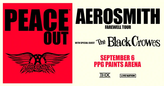 Banner for the Aerosmith show at PPG Paints Arena in Pittsburgh on the 6th of September 2023.