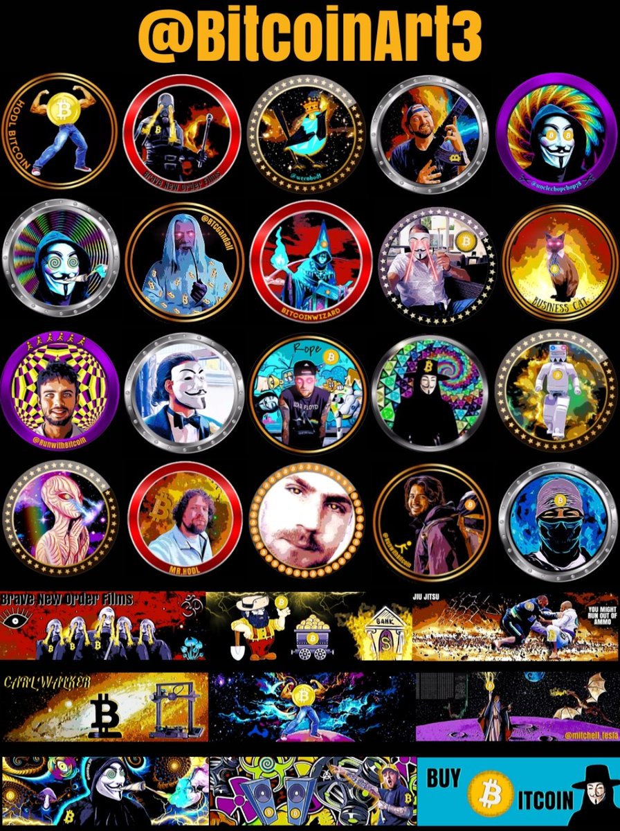 BitcoinArt3's tweet photo. I have made profile pics and banners for..
@BTCGandalf @parman_the @ArizonanHODL @Btcpadre @RunwithBitcoin @CarlBMenger @xpugHODL and many many more #Bitcoin lovers😎
If you were keen 4 a new profile pic and banner DM me or msg below.
0.002 Bitcoin each or
0.003 Bitcoin for both https://t.co/6LePKW12CR