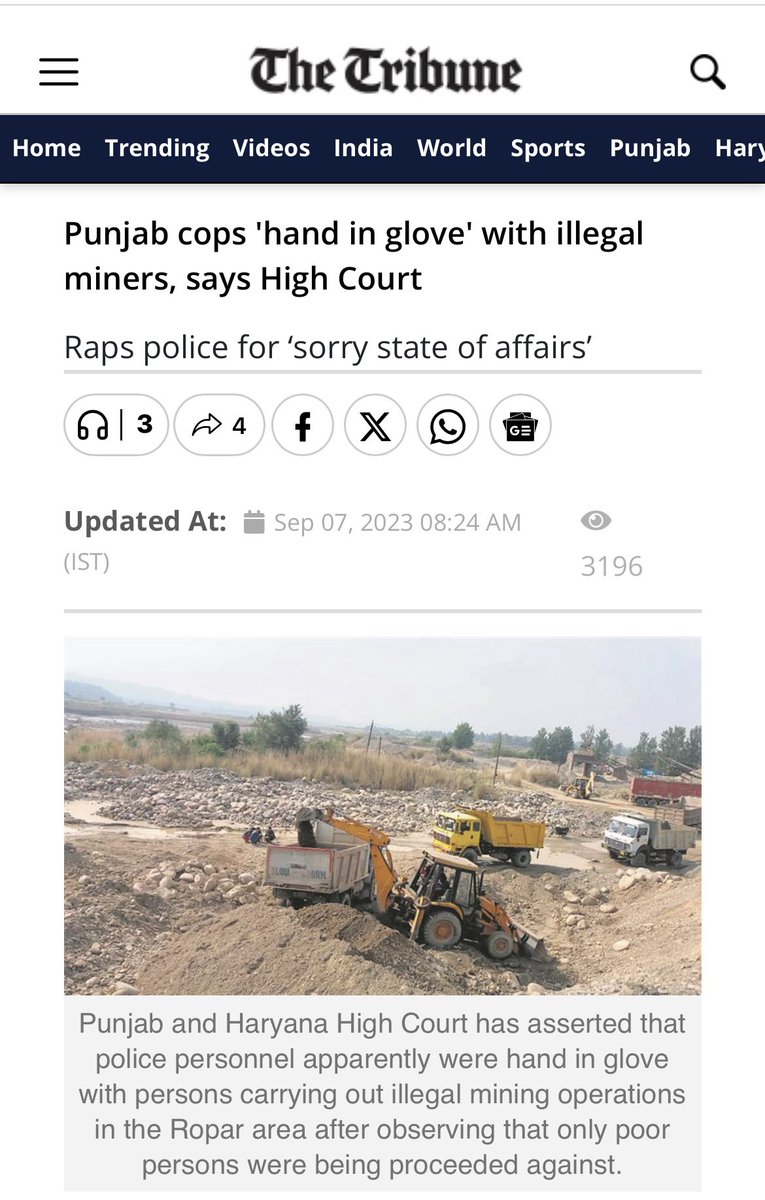 Leaders like @ArvindKejriwal & @BhagwantMann promising to generate 20K Crores by ending illegal mining mafia have not only failed miserably but are now facing the flak from High Court on the issue of illegal mining particularly in Ropar district represented by their blue eyed…