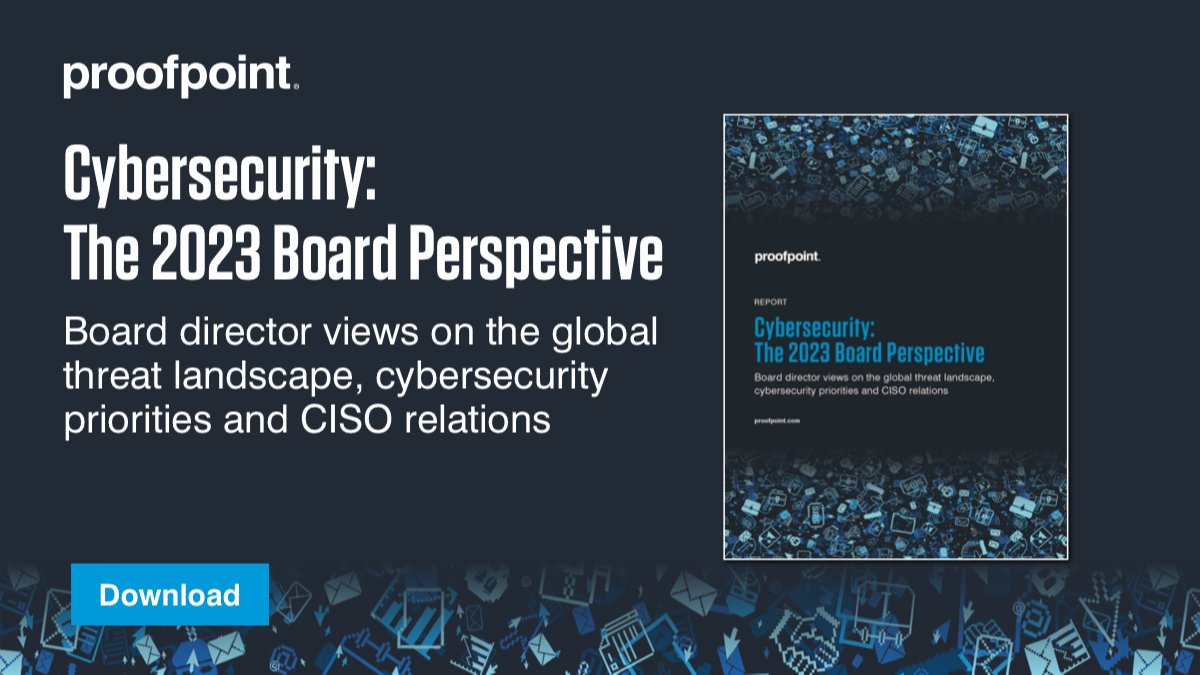 To find out how boards view #cybersecurity and interact with their CISOs, @Proofpoint surveyed over 650 board directors from around the world, inviting them to share their experiences and insights.

Explore the findings now: bit.ly/3r2te7V