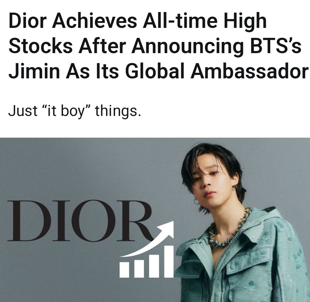Dior Achieves All-time High Stocks After Announcing BTS's Jimin As Its  Global Ambassador - Koreaboo