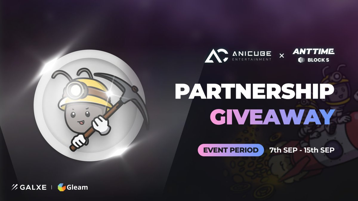 Anicube (@anicube_ent) on Twitter photo ⚡️Anicube x BLOCK S 파트너십 이벤트!
🌟포인트도 얻고 NFT도 얻자!
🎁제공 목록
✔️1,000명 선정 100 TIME 포인트
✔️참여자 전원 특별한정 NFT
🐻❄️대상 : 이벤트 링크를 모두 수행해주신 분
⏱일자 : 09/07(목) - 09/15(금)
▶️galxe.com/Anicube/campai…
<a href="/ANTTIME_NET/">ANTTIME | TIME To EARN 💚</a> #Anicube #CubeEnt #Galxe ⚡️Anicube x BLOCK S 파트너십 이벤트!
🌟포인트도 얻고 NFT도 얻자!
🎁제공 목록
✔️1,000명 선정 100 TIME 포인트
✔️참여자 전원 특별한정 NFT
🐻❄️대상 : 이벤트 링크를 모두 수행해주신 분
⏱일자 : 09/07(목) - 09/15(금)
▶️galxe.com/Anicube/campai…
<a href="/ANTTIME_NET/">ANTTIME | TIME To EARN 💚</a> #Anicube #CubeEnt #Galxe