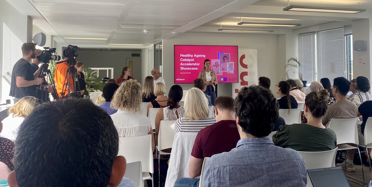 Enjoyed a very hot day in London yesterday @zincvc HQ celebrating the @HealthyAgeingUK Accelerator Programme. Great to share progress on our @SHU_AWRC @WestfieldHealth co-designed exercise app for women in midlife.