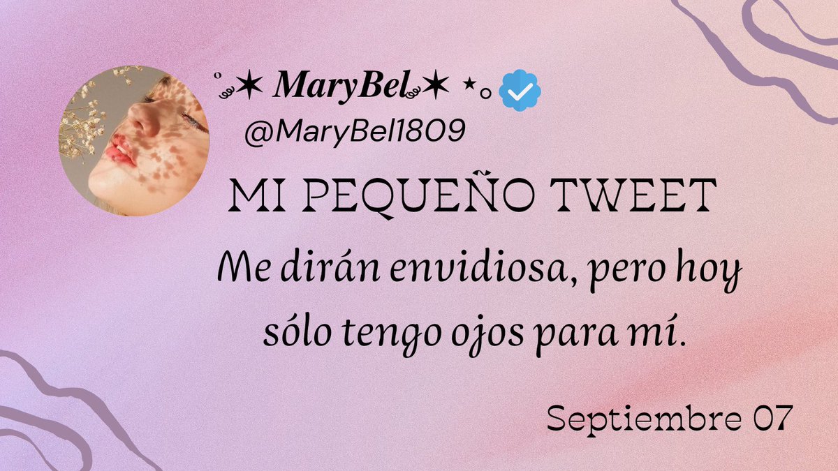MI PEQUEÑO TWEET 

Me dirán envidiosa, pero hoy sólo tengo ojos para mí. 

#MiPequeñoTweet
#LíneasVerdaderas 
#FrasesInspiradoras 
#MisLetras2023 #FF
#LYF15 #Frases #septiembre07