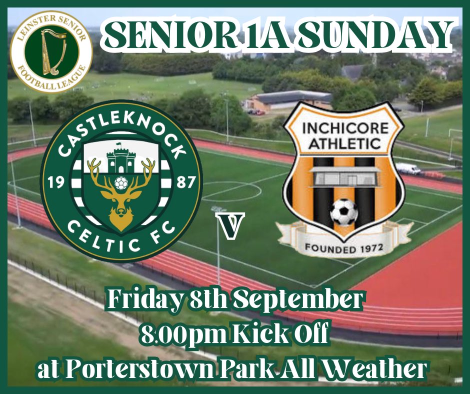 This Friday, 8th September, our Senior 1A team will be the first to kick a ball on our new All Weather pitch vs @InchicoreAthFC kick off at 8.00pm. It’s a welcome home for our Seniors who have been playing away for nearly 10 years. So let’s make it a big homecoming @LSLLeague