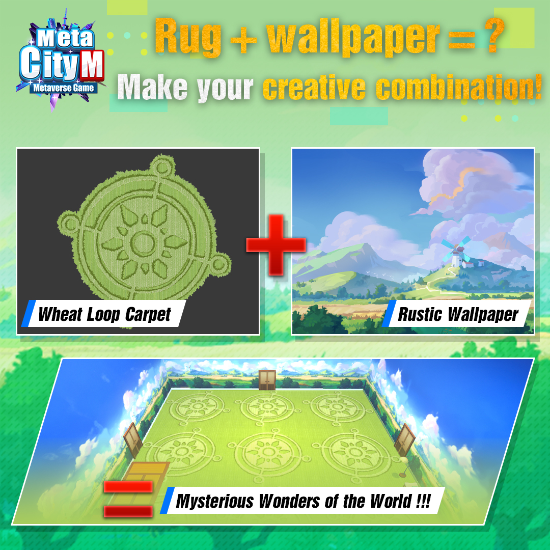 ✨ 𝗠𝗲𝘁𝗮𝗖𝗶𝘁𝘆 𝗠 開発進捗 ➤ カーペット + 壁紙 = ❓ 
 💛 オアシスのカーペット + 砂漠の壁紙 = 砂漠の中のオアシス
💜 作物の円形カーペット + 田園の壁紙 = 世界の神秘的な驚異 !! 似たような楽しい組み合わせを考えることができますか？
 🎧 Discord discord.gg/mDHdaehUFp