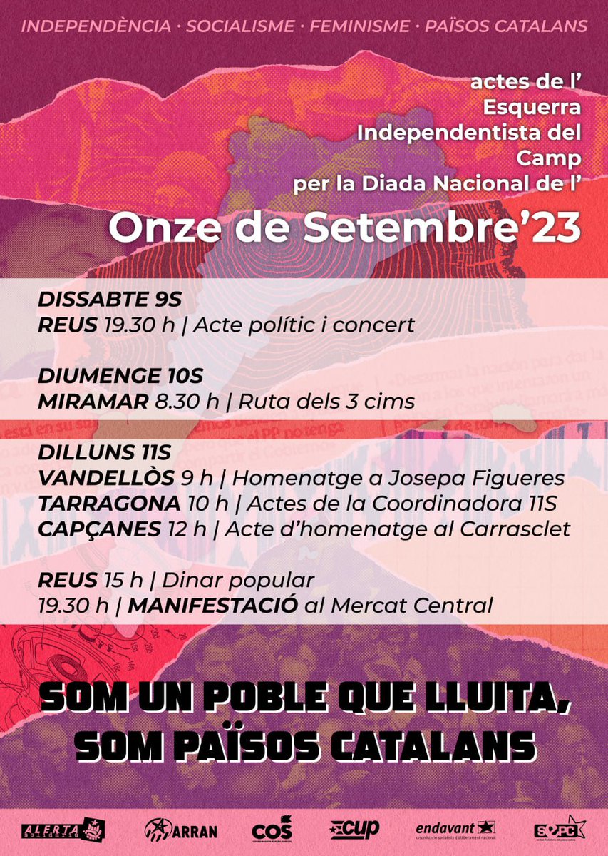 Endavant_BCamp's tweet photo. 🟥L’#EIC preparem la Diada d’enguany amb un clar objectiu: la construcció de Països Catalans sobirans, socialistes i feministes. Sota el lema “Som un poble que lluita, som Països Catalans”, l’EIC volem fer d’aquesta data un espai de trobada, lluita i organització.📢✊🏾 https://t.co/iUA3RdzBLi
