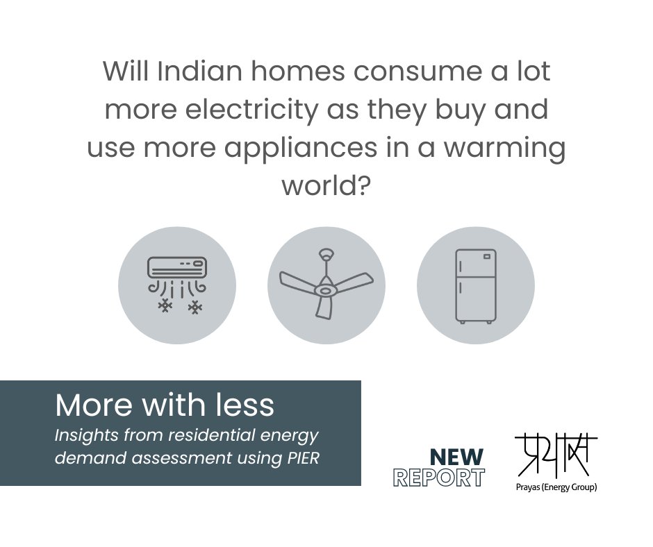 PrayasEnergy's tweet photo. A #BottomUpModel of India's #ResidentialElectricityDemand up to FY41 shows-even as Indians use more electrical appliances with better standards of living, electricity consumption will likely grow modestly in the current #EnergyEfficiencyRegime.  Read more: https://t.co/6MI9PAXwXp https://t.co/8JeP5Jnhw6