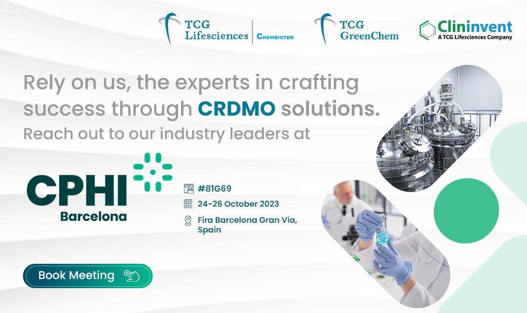 Rely on us, the experts in crafting success through CRDMO solutions.

Reach out to our industry leaders

To Schedule, meetings Please click below

#Collaboration #CPHI2023 #IndustryLeaders #CPHIBarcelona #BarcelonaEvents #GlobalBusiness #tcgls

tcgls.com/cphi-barcelona…