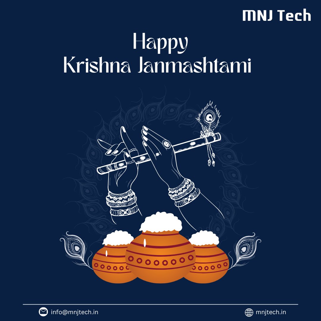 mnj_tech's tweet image. Wishing you a Janmashtami filled with blessings, devotion, and moments of pure joy. #Janmashtami2023 #JanmashtamiCelebration #mnjtech #WebsiteDevelopment #uiuxdesign #backend