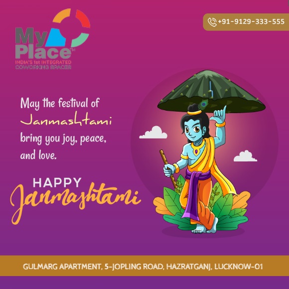 'May the blessings of Lord Krishna fill your life with love, joy, and prosperity. Happy Janmashtami! 🙏🌟 .

#Myplace #Coworking #Privateoffices #Opendesk #Conferneceroom #flexiseats #Startups #Lucknowcoworking #U.P.Coworking #Mordenofficespace #beautifulInterior