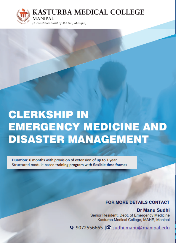 EMDManipal's tweet photo. Are you ready to take your medical journey to the next level? 🌟 We invite aspiring medical professionals to embark on a life-changing adventure with our Clerkship Programme in Emergency Medicine and Disaster Management at Kasturba Medical College, Manipal! https://t.co/kQQ8UAexoa