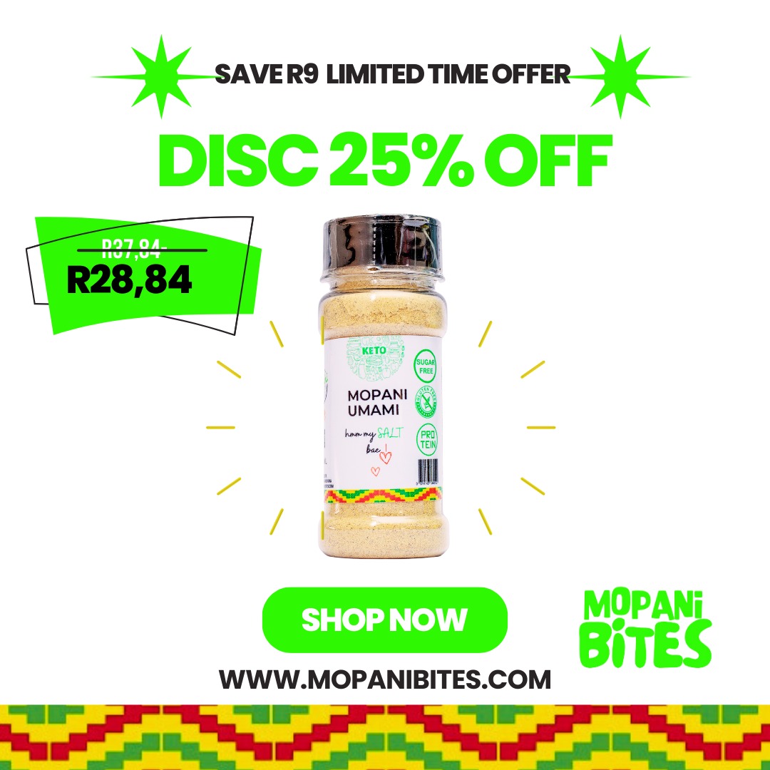 🍴 On this Heritage Month, let's spice things up with a touch of Africa on our plates. Mopani Umami bring the rich flavors of our land to your table! 🍃🔥 Get 25% off!!!! Save R9 for the 9th month of the year! #FlavorsOfHeritage #MopaniBites #Mopaniworms mopanibites.com/product-page/m…