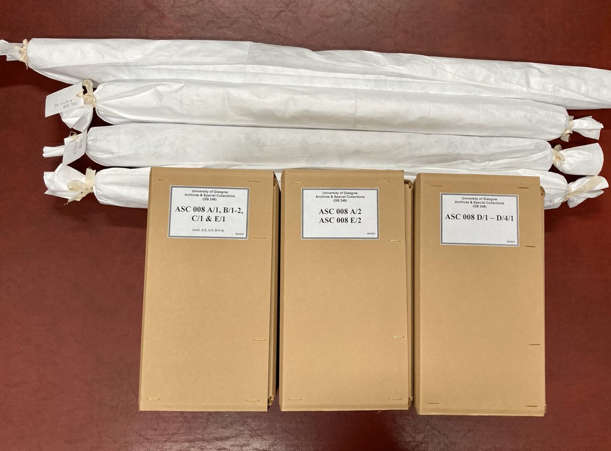UofGlasgowASC's tweet photo. Very satisfying sight on our Intern Carly's last day as the cataloguing and packaging of ASC 008 Papers of Robert Rankin has been completed out at the @ballasttrust 

Collection includes plans and photographs from a variety of Clyde shipyards and will be online soon #ASCatWork https://t.co/NNF0ZaP1Ff