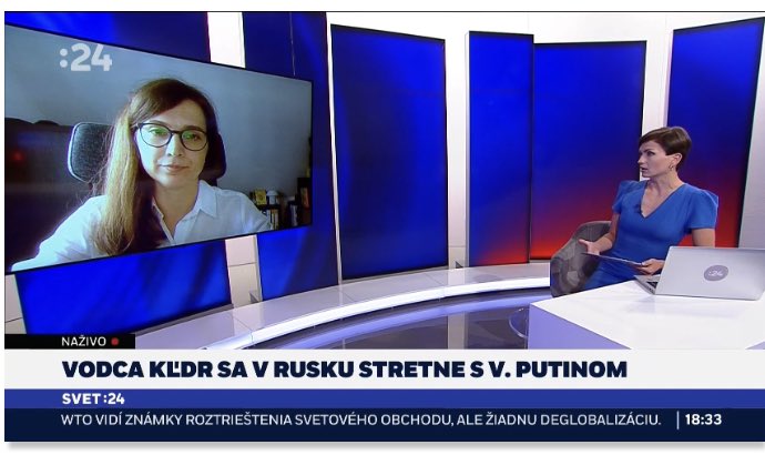 husenicova's tweet photo. two days of commenting on Kim-Putin summit for Slovak TV @FPVMV_UMB @CEIAS_eu https://t.co/emHLD2nYS0
