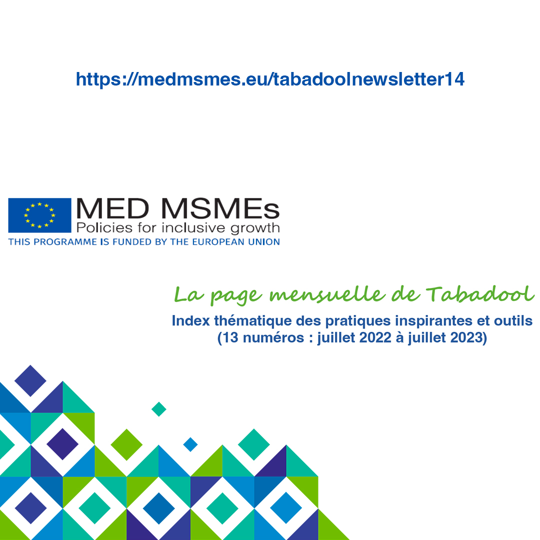🔥 #TABADOOL Septembre 2023! 🔥 
 
Cette édition rétrospective est complétée par un index d’environ 100 pratiques / outils  et accompagné des liens donnant un accès direct au documents sources, aux outils et aux données. 
 medmsmes.eu/tabadoolnewsle…
#CommunityofPractice #MSMEs