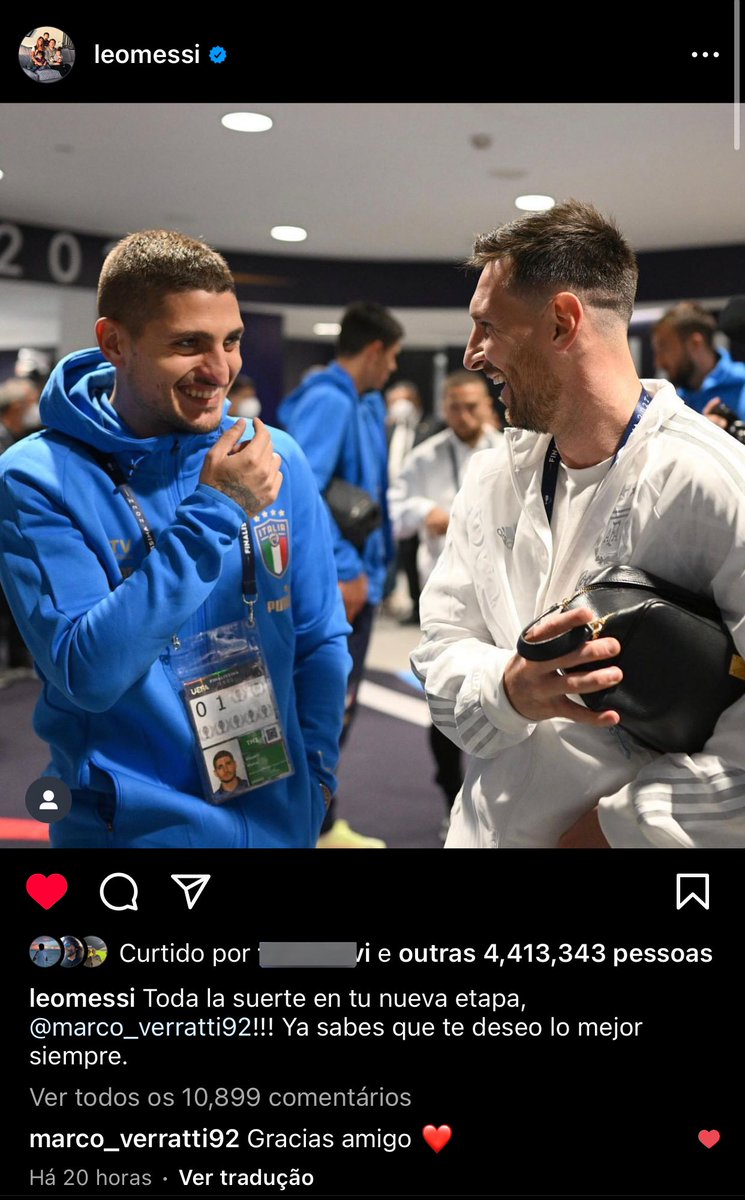 btw Messi dedicating a whole post only for Verratti’s departure is so beautiful, never thought they would get this close…