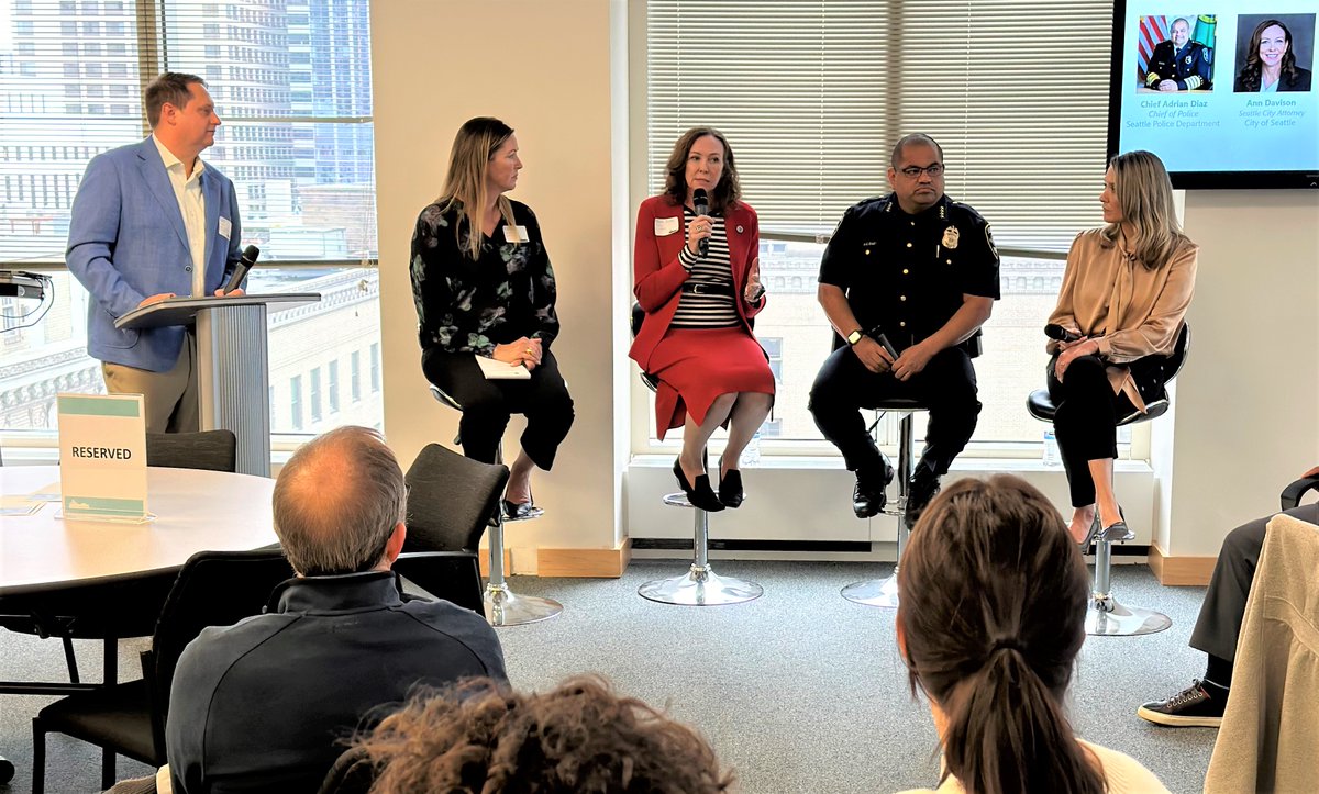 Seattle City Atty Ann Davison adds to the crucial conversation on public safety. "Seattle Metro Chamber does a great job prioritizing this topic downtown. I'm grateful for their partnership &amp; w/ mental health pros, business owners, and Seattle Police. Thank you <a href="/SeattleChamber/">SeattleMetroChamber</a>."