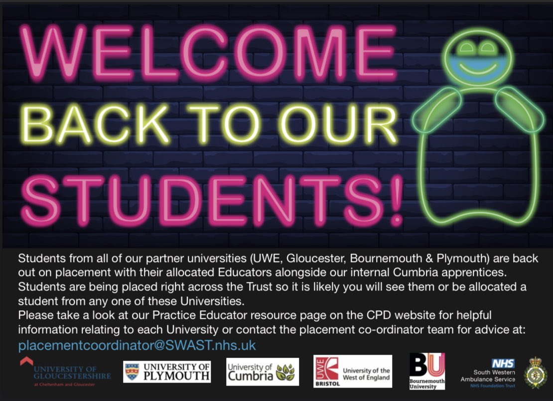Welcome back to our students who are rejoining us this new academic year. We would also like to post a warm welcome to our new first year students, we are looking forward to meeting soon and good luck to our January and February students who are in their final placements.