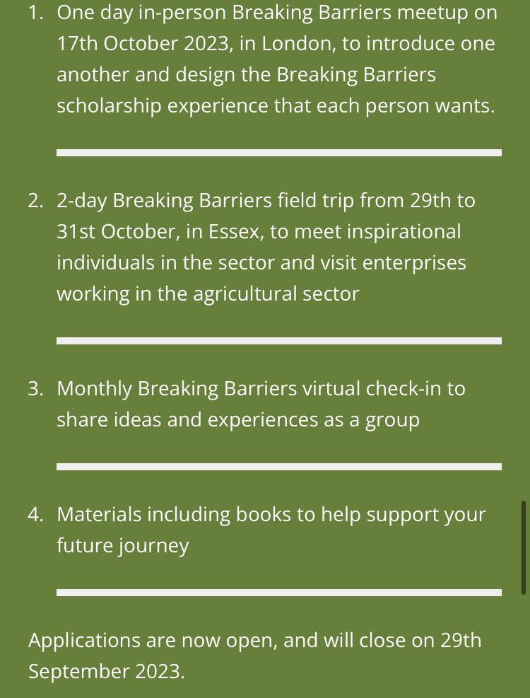 Calling ag students/staff:

-Under 30yrs old

-Identify as Black or a Person of Colour

-Interested in the Food, Farming and Ag  sector

Introducing Fully Funded OFC Breaking Barriers Scholarship sponsored by <a href="/mccainukie/">McCain UK IE</a> 

More details and apply here 👉🏾 ofc.org.uk/scholarship-pr…
