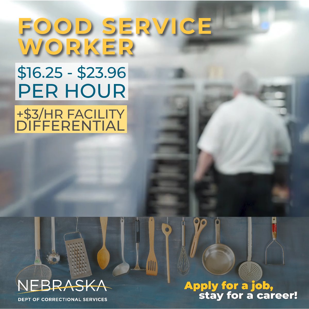 NECorrections's tweet photo. Utilize your culinary skills as a Food Service Worker and lead by example. In this role you will help coordinate, train and manage the incarcerated population with preparing and serving food.
#NDCSjobs #applyforajob #stayforacareer
https://t.co/jn6weBcdLC https://t.co/cljPj2XJiS