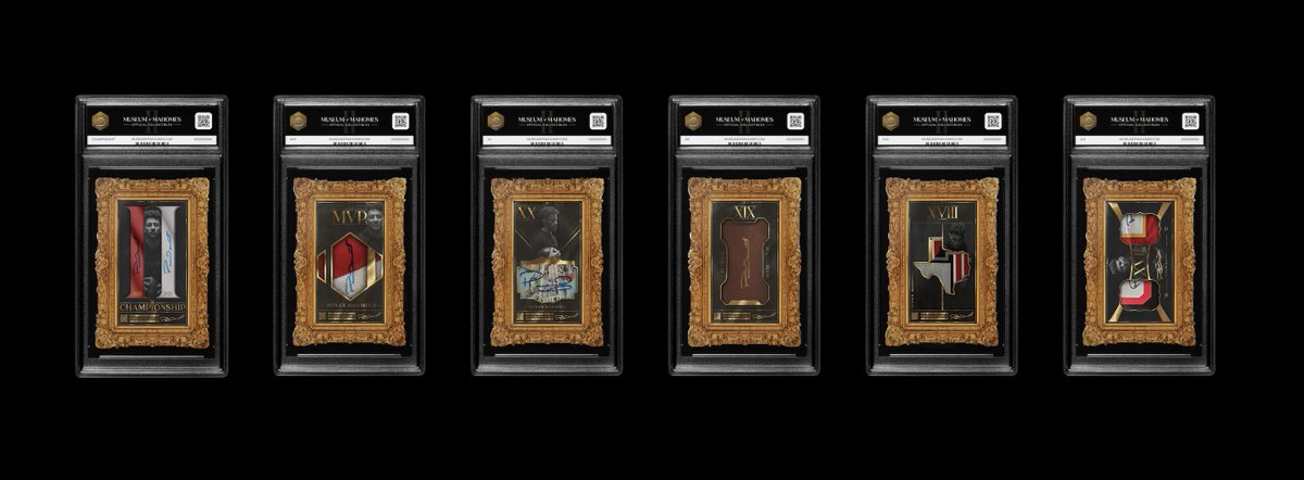 MUSEUM OF MAHOMES (@museumofmahomes) on Twitter photo 🏆 Museum of Mahomes Grail Cards 🏆
The six 1:1 grail cards of the collection have now been revealed.
🏉Infused signature memorabilia
🏉Autographed by <a href="/PatrickMahomes/">Patrick Mahomes II</a>
🏉Limited Edition Collector Box
Which one is your favorite? 🏆 Museum of Mahomes Grail Cards 🏆
The six 1:1 grail cards of the collection have now been revealed.
🏉Infused signature memorabilia
🏉Autographed by <a href="/PatrickMahomes/">Patrick Mahomes II</a>
🏉Limited Edition Collector Box
Which one is your favorite?