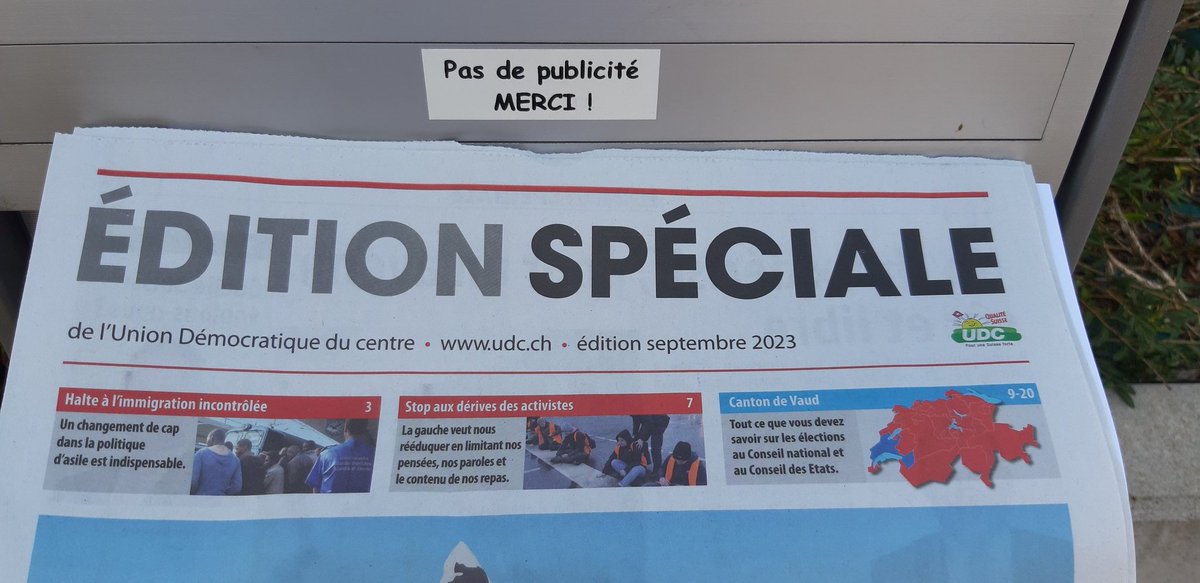 Bonjour <a href="/UDCch/">UDC Suisse</a>, c'est quoi que vous ne comprenez pas dans
« Pas de publicité
MERCI ! » ?