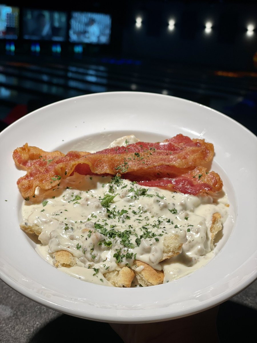 Today’s Special: Homemade Biscuits and Sausage Gravy 

Homemade biscuits topped with homemade sausage gravy and served with bacon and a soft drink for $9.99