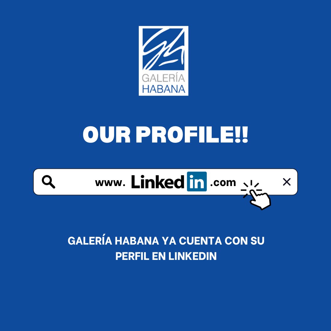 Galería Habana ya cuenta con su perfil en LinkedIn como Galería Habana (linkedin.com/company/galer%…).
Ahora también puedes mantenerte en contacto con nuestra programación, nómina de artistas y sus creaciones desde la web.