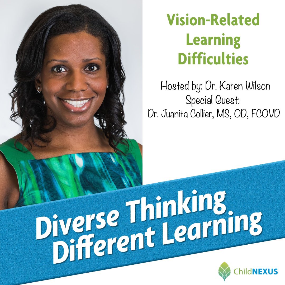 ChildNexus's tweet photo. Most people only associate vision with eyesight, but today’s guest, Dr. Juanita Collier,  explains that there is so much more to the visual system, and even a child with great eyesight could be struggling with vision-related learning difficulties.  https://t.co/8xUtSCy0Cl https://t.co/u78snMpuwZ