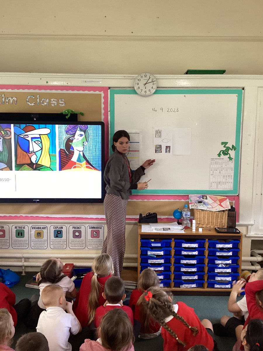 TISycamoreClass's tweet photo. A fantastic afternoon working with an artist to launch our Funny Faces and Fabulous Features project! We have researched Picasso and made a mood board of his work! @TISWillowClass @TownvilleIS @MrsBurden10 https://t.co/brXGpdeDVJ
