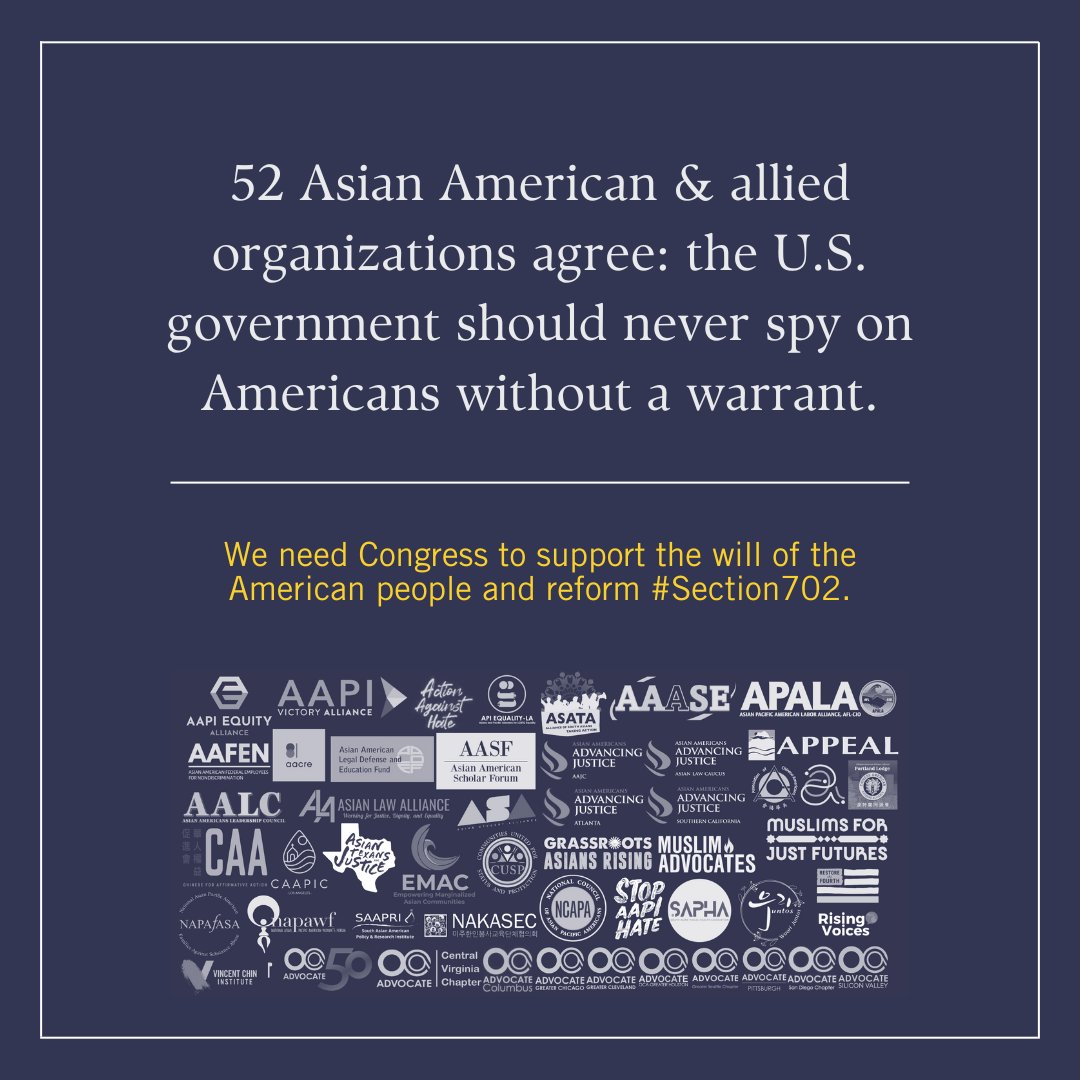 It’s simple: the U.S. government should never spy on Americans without a warrant. It’s why we’re joining 50+ organizations in demanding that Congress reform #Section702 and stop warrantless surveillance now. bit.ly/reformsection7… #FixFISA