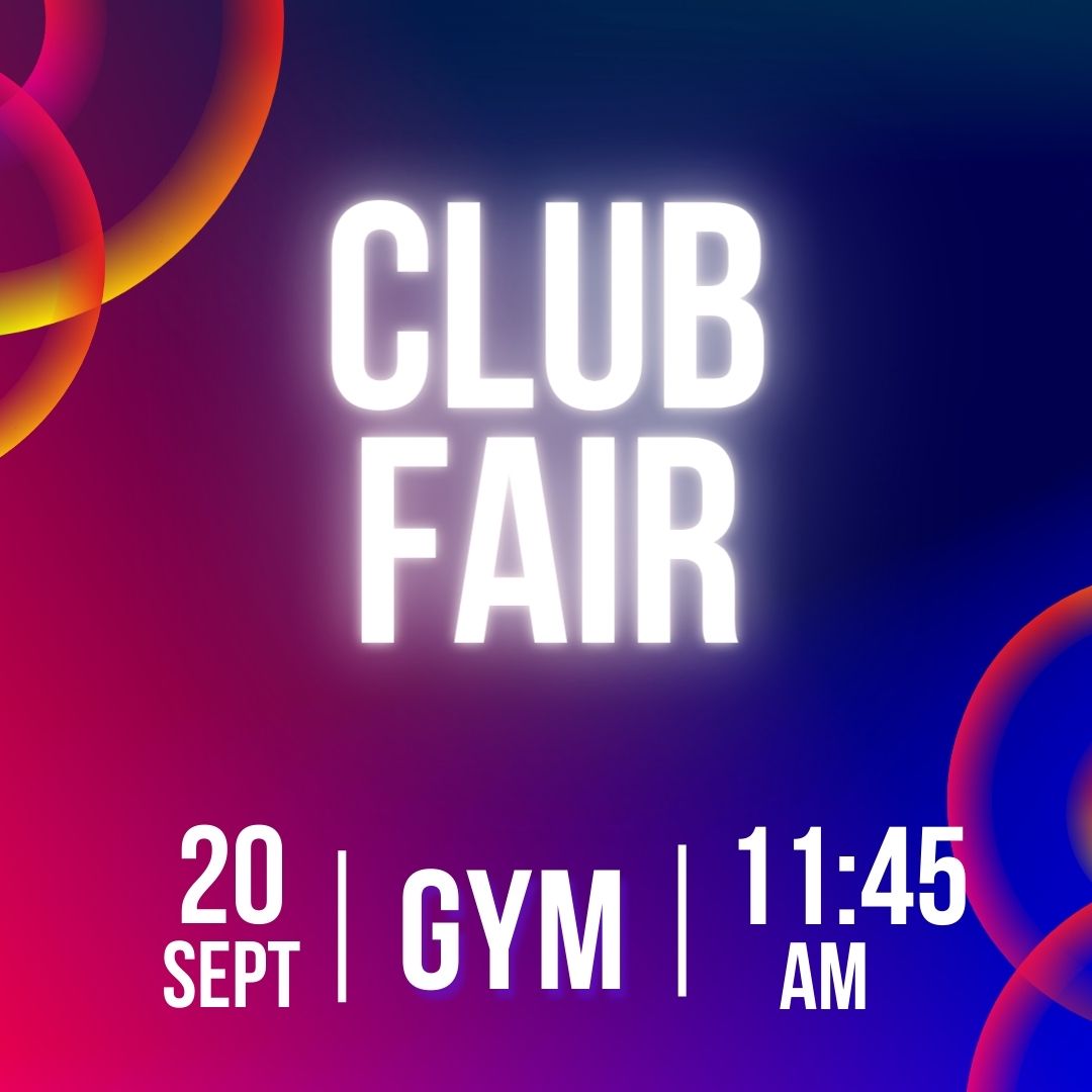 Ready to discover your passion? Step right up to the club fair and find the perfect group to join!  Get involved, make new friends, and embrace exciting opportunities. It's time to forge unforgettable memories!