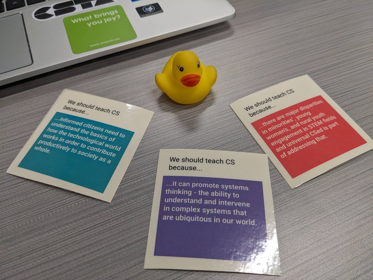 DreaWeiner's tweet image. CS Action Area is learning about SCRIPT value statement building.

#mistem @CSforALL #HaroldtheDuck