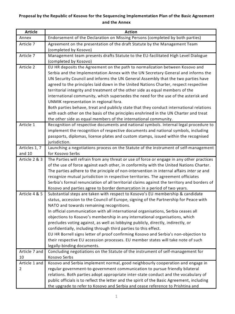 albinkurti's tweet photo. This is the sequencing plan for the implementation of the Basic Agreement I proposed today in Brussels. It was the only proposal on the table. https://t.co/Uv3NH6OuTr